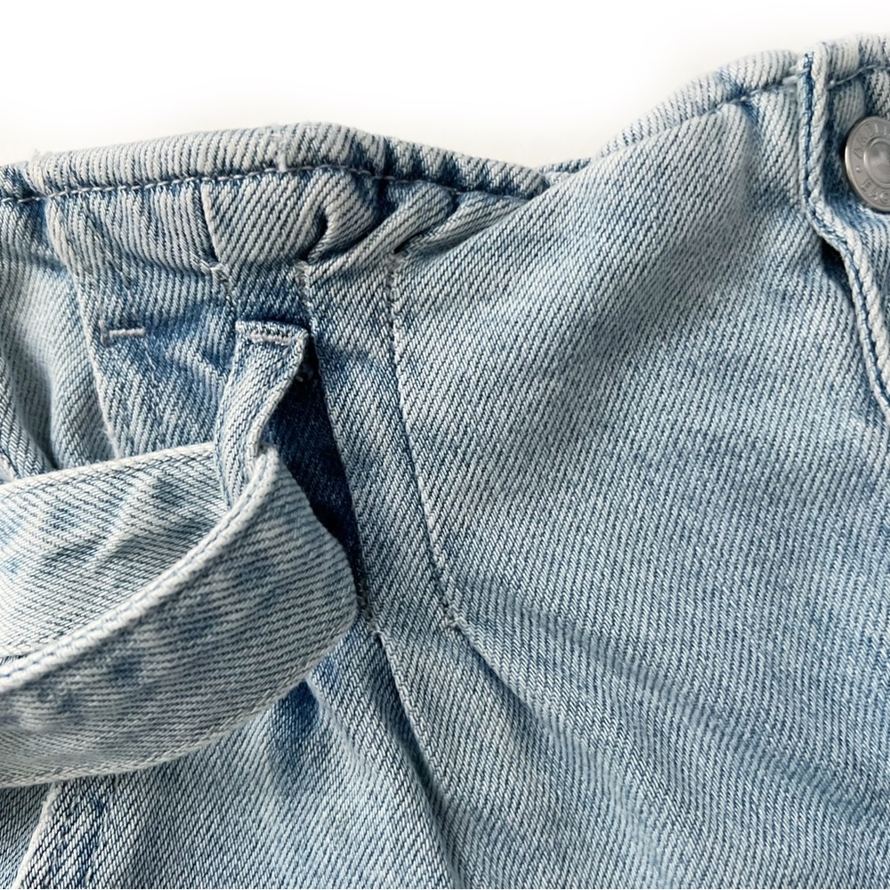 American Eagle High Rise Paper Bag Waist Button Fly Cotton Denim Shorts … - Picture 9 of 12